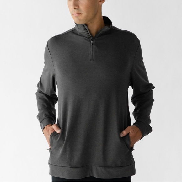 NEW Cozy Earth Men’s Bamboo Quarter Zip Grey - Picture 1 of 3